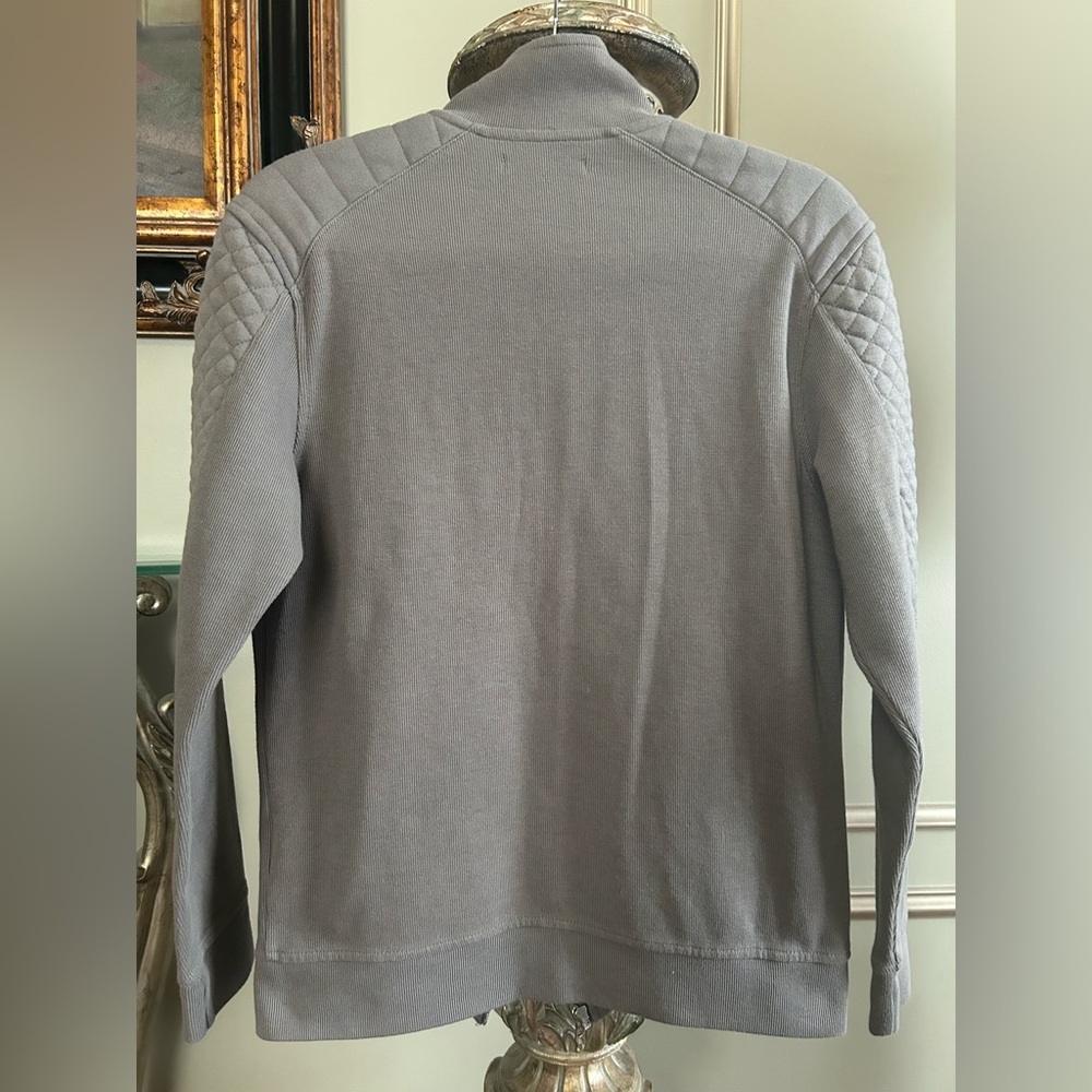 INC Taupe Moto Zip Track Jacket Quilted Sleeve Minimalist Streetwear Men’s Small - Picture 5 of 7